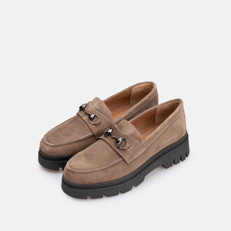 Chaussure Femme En Daim - Taupe