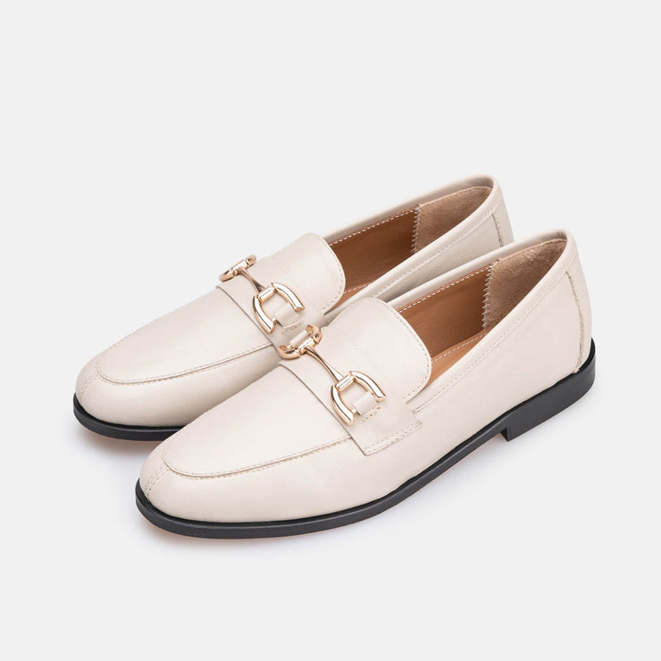 Chaussure Femme En Cuir - Beige