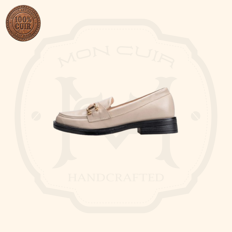 Chaussure Femme En Cuir - Beige
